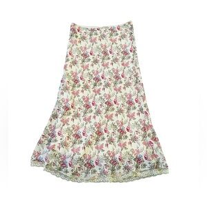 Vintage Angie Skirt Chiffon Lace Midi Y2K Birds Floral FairyCore Size M